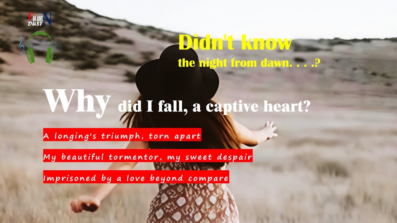 Didn't know the night from dawn. . . .? Am I bound to this sweet pain? Didn't know the night from dawn. . . .? Am I bound to this sweet pain?
