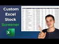 How to build a custom excel stock screener with automatic data