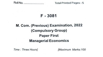 Managerial Economics || M.Com previous year question papers 2022 || M.Com -1