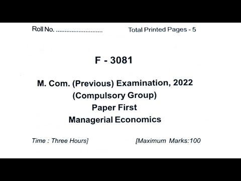 Managerial Economics || M.Com previous year question papers 2022 || M.Com -1