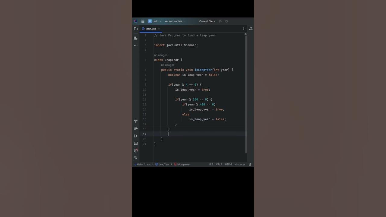 🖥️ Java program to find a leap year #java #programming #shorts #short ...
