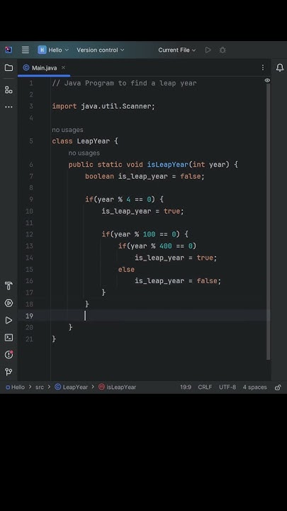 🖥️ Java program to find a leap year #java #programming #shorts #short ...