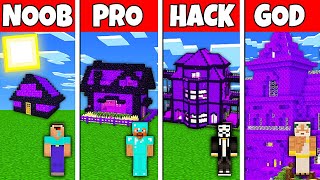 Minecraft Battle: NOOB vs PRO vs HACKER vs GOD! NETHER PORTAL HOUSE BUILD CHALLENGE in Minecraft