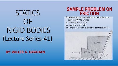 Sample Problem on Friction (Wedges)
