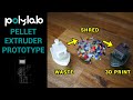 3D printing shredded failed prints with a prototype pellet extruder