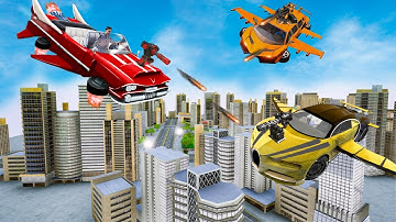 Flying Car Games 2020 #3 - Real Robot Shooting Cars - Robot Transformation Car Racing