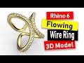 Wire Fashion Ring with Stone Setting 3D Model in Rhino 6: Jewelry CAD Design Tutorial #88
