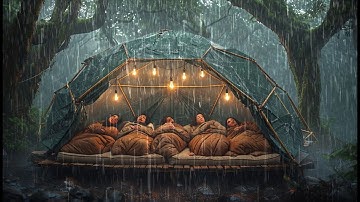 CAMPING DURING HEAVY RAIN WITH THE CRAZIEST THUNDERSTORM // struggling during build a shelter
