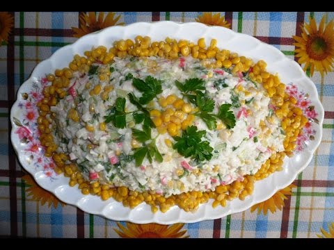 Видео рецепт Постный салат с крабовыми палочками