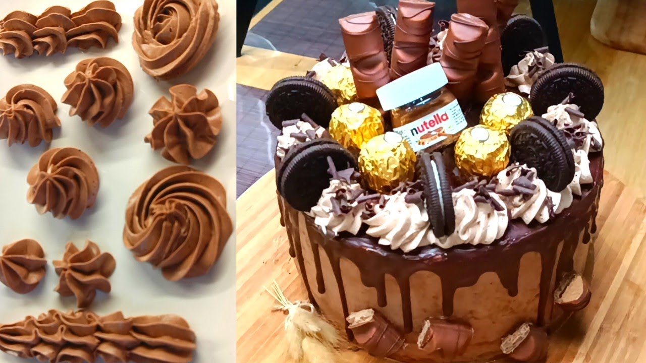 Recette crème au beurre/ Layer cake kinder bueno et oreo - YouTube