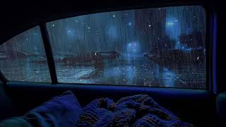 Safe Warm Car in Heavy Rain and Gentle Thunder Echoes - Release Your Worries, Sounds for Deep Sleep