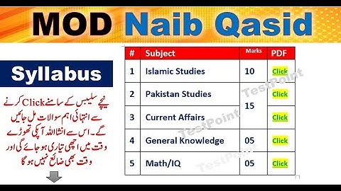 MOD Naib Qasid Syllabus 2025 & Past Papers