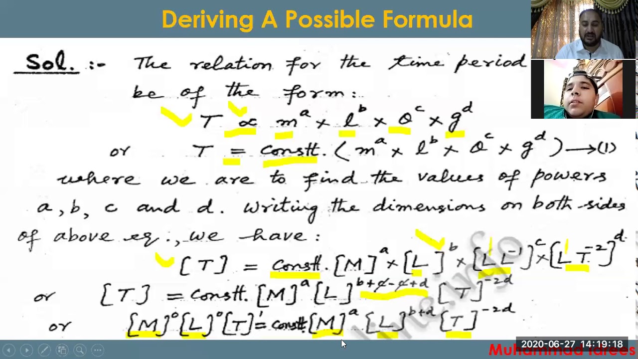 Physics XI: CH 1 Dimensional Analysis Part 2 - YouTube