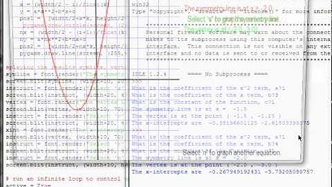 Python-Pygame Lesson Quadratic (part 8) Solver and Grapher