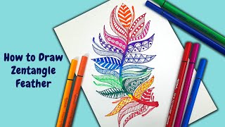 How to draw Zentangle Pattern Feather | Drawing Zentangle Art | Shylin’s Sketchbook