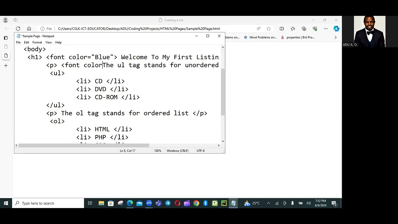 Adding Font color to an HTML document - YouTube