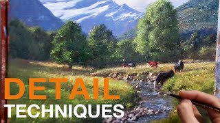 Painting a MOUNTAIN scene outdoors - DETAIL TECHNIQUES in Oils