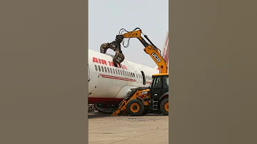 JCB Crushes Retired Air India Plane Aircraft Recycling In Action JCBMachine 