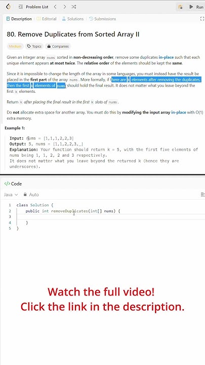 LeetCode 80 | #coding #leetcode #arrays #twopointers #programming # ...