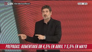 Las prepagas aumentarán un 10% entre este abril y mayo