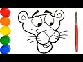 Como Dibujar y Colorear La Pantera Rosa - Dibujos Para Niños - Aprende Dibujar / FunKeep Art