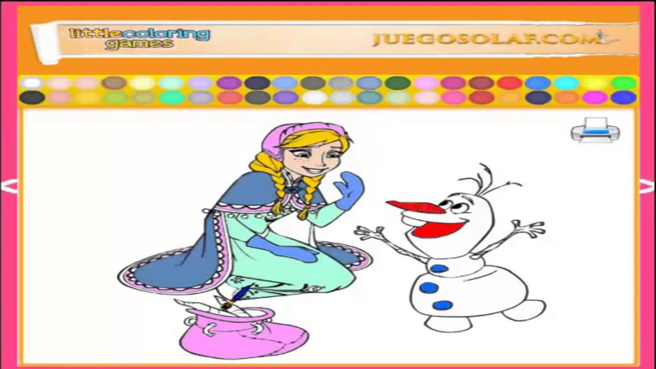 Frozen Disney Game Frozen Elsa Olaf coloring videos Games for Kids Full HD - YouTube
