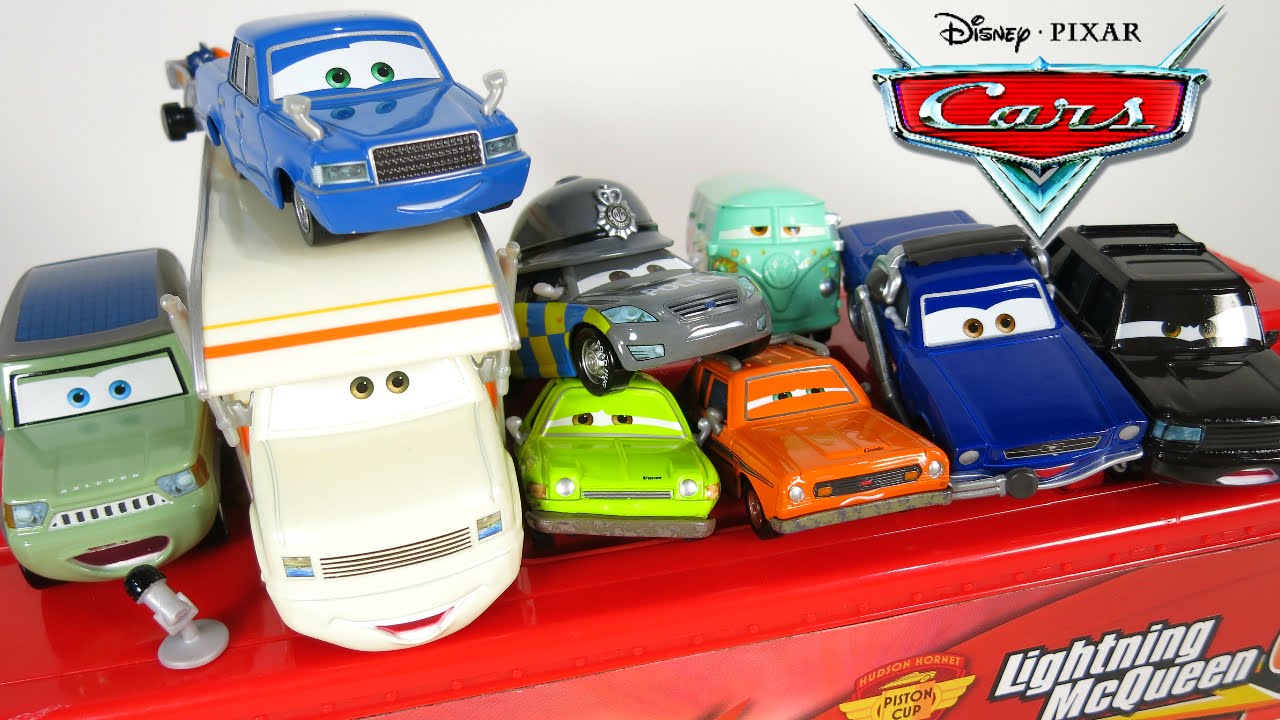 New Disney Pixar Cars 2 Characters Police Larry Camper Miles Axelrod Tokyo Drift Party Youtube