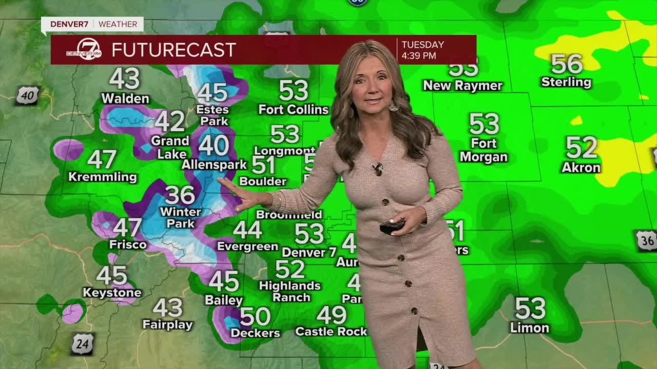 First significant mountain snow of the season as rain soaks Denver on Tuesday