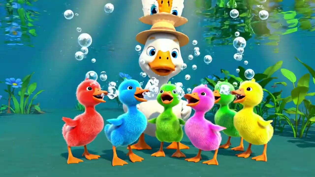 Five Little Ducks Song | Fun 3D Cartoon Ducks Singing and Counting for Kids