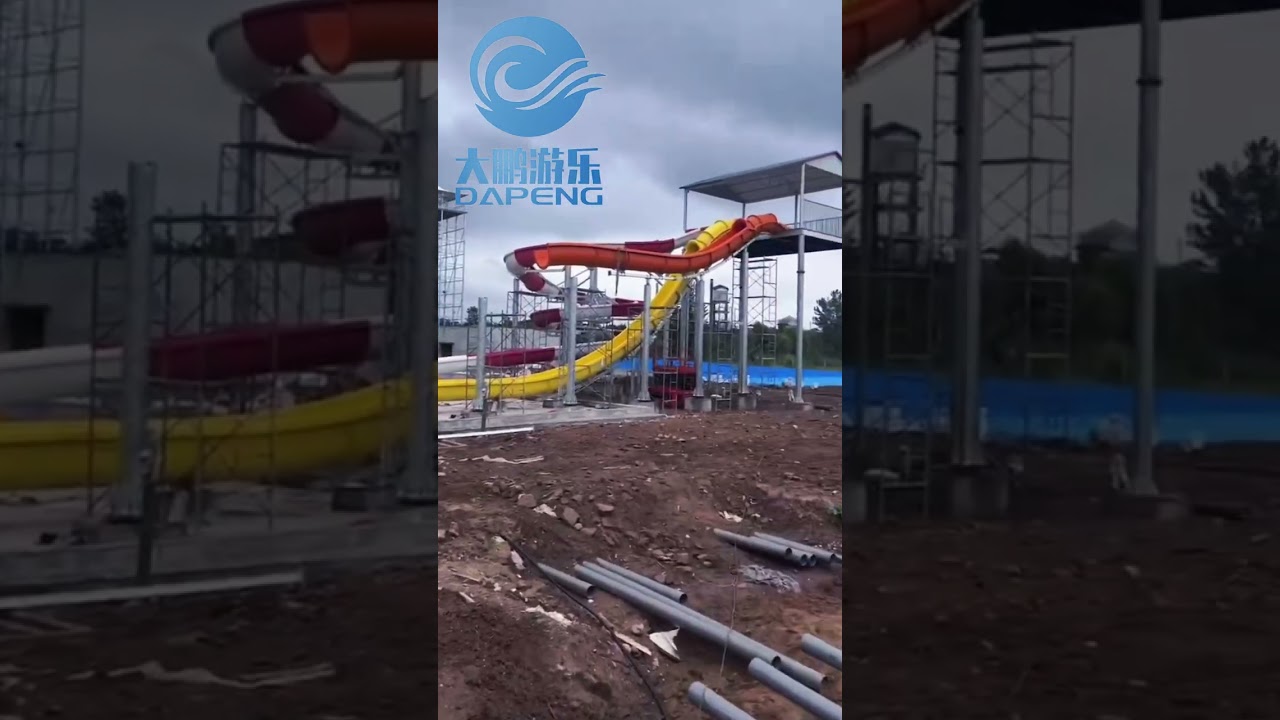 Fiberglass Lake Water Park Equipment Private Pool Slide For All Ages - Gold