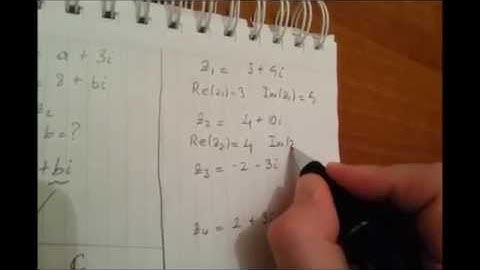 Real part, Re(z) and imaginary part, Im(z) examples of a complex number