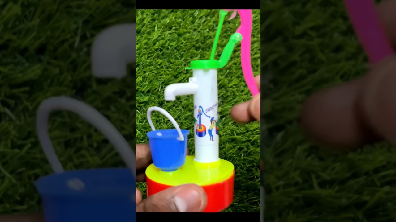 Miniature Plastic Borewell Hand Pump with Bucket Toy for KidsRole Play Toy 