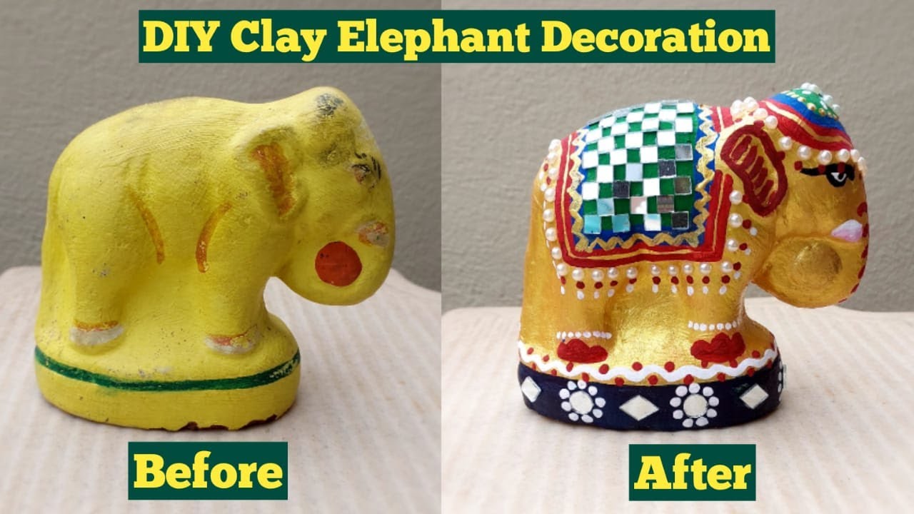 DIY Clay Elephant Decoration, Elephant Statue Decoration