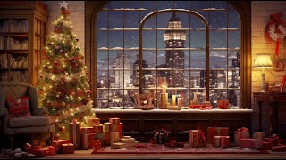 Relax with Instrumental Christmas Jazz Music &amp; Fireplace Sounds 🔥Cozy Christmas Coffee Shop Ambience