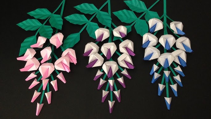 折り紙 藤の花 立体の 折り方 Origami Wisteria Flowers Tutorial Niceno1 Youtube