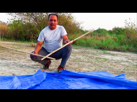 Tarp Tent Setup Step By Step Bushcraft | Tarp Tent With Ground Sheet | Tarp Shelter For Survival