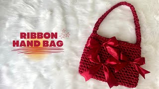 Ribbon Hand Bag | Bow Bag | Crochet With Hannah