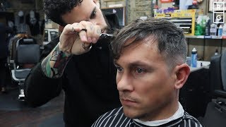 Thumbnail Textured Fringe Haircut For Men With Faded Undercut