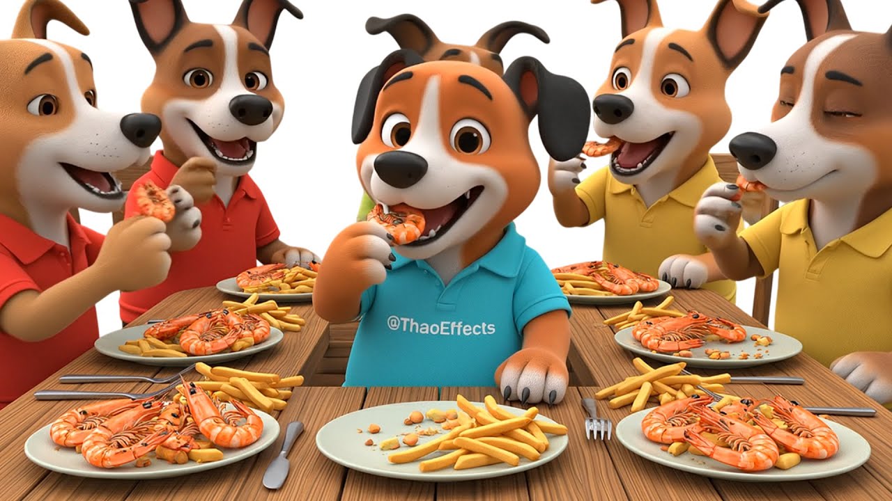 Cute Puppy Cooks Charcoal Grilled Shrimp 🐶🍤🔥 | Adorable Dog Cooking Video