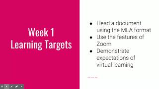 Week 1 Learning Targets