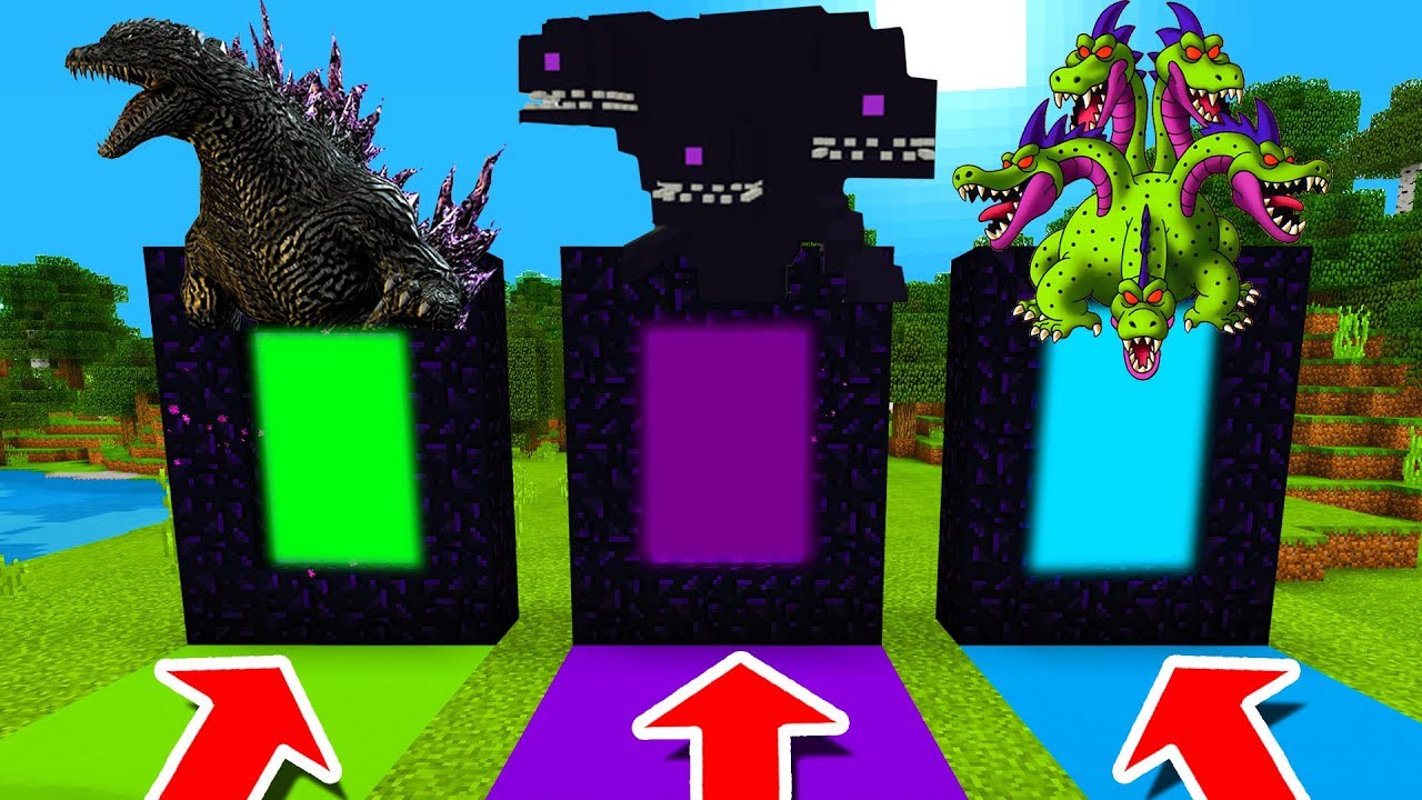 ⁣Minecraft PE : DO NOT CHOOSE THE WRONG DIMENSION! (Godzilla, Wither Storm & Hydra Dragon)