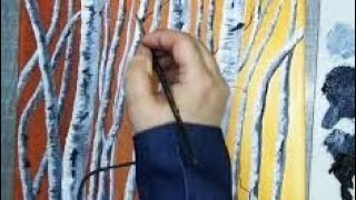 Easy Birch Tree Acrylic Painting With Sunset Background || step-by-step tutorial for the Beginners