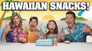 TRYING HAWAIIAN SNACKS!!! Family Snack Challenge  Snack Crate!