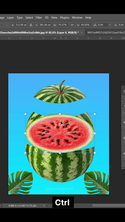 Cara Membuat Efek Potongan Semangka Mengambang | Photoshop Fun