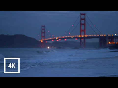 Morning-Ocean-Wave-Sounds-at-Baker-Beach,-San-Francisco,-