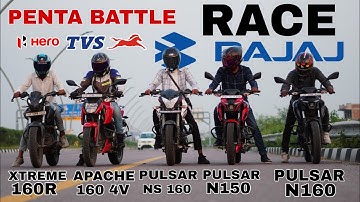 pulsar n150 vs xtreme 160r 2v vs pulsar n160 vs apache 160 4v pulsar ns160 [ penta battle race ]
