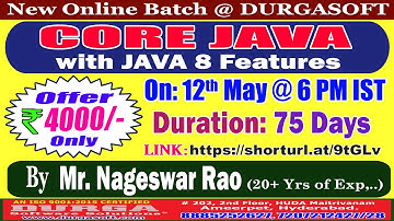 CORE JAVA with JAVA 8 Features Online Training @ DURGASOFT