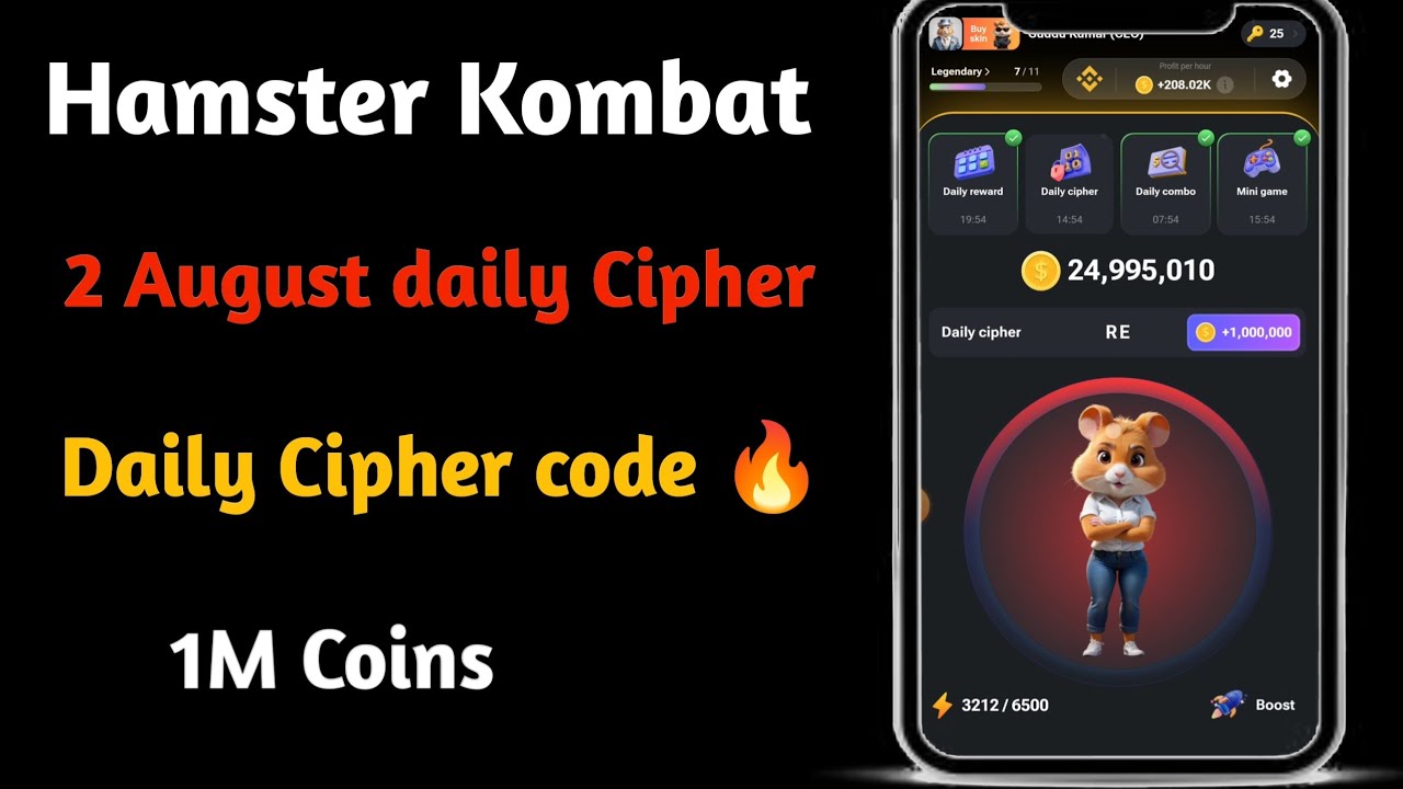 2 August Hamster Kombat Daily Cipher Code | Hamster Kombat 1M coin 🔥 ...
