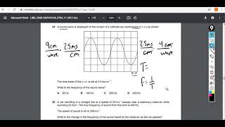 Cathode-Ray Oscilloscope paper 1 worked example