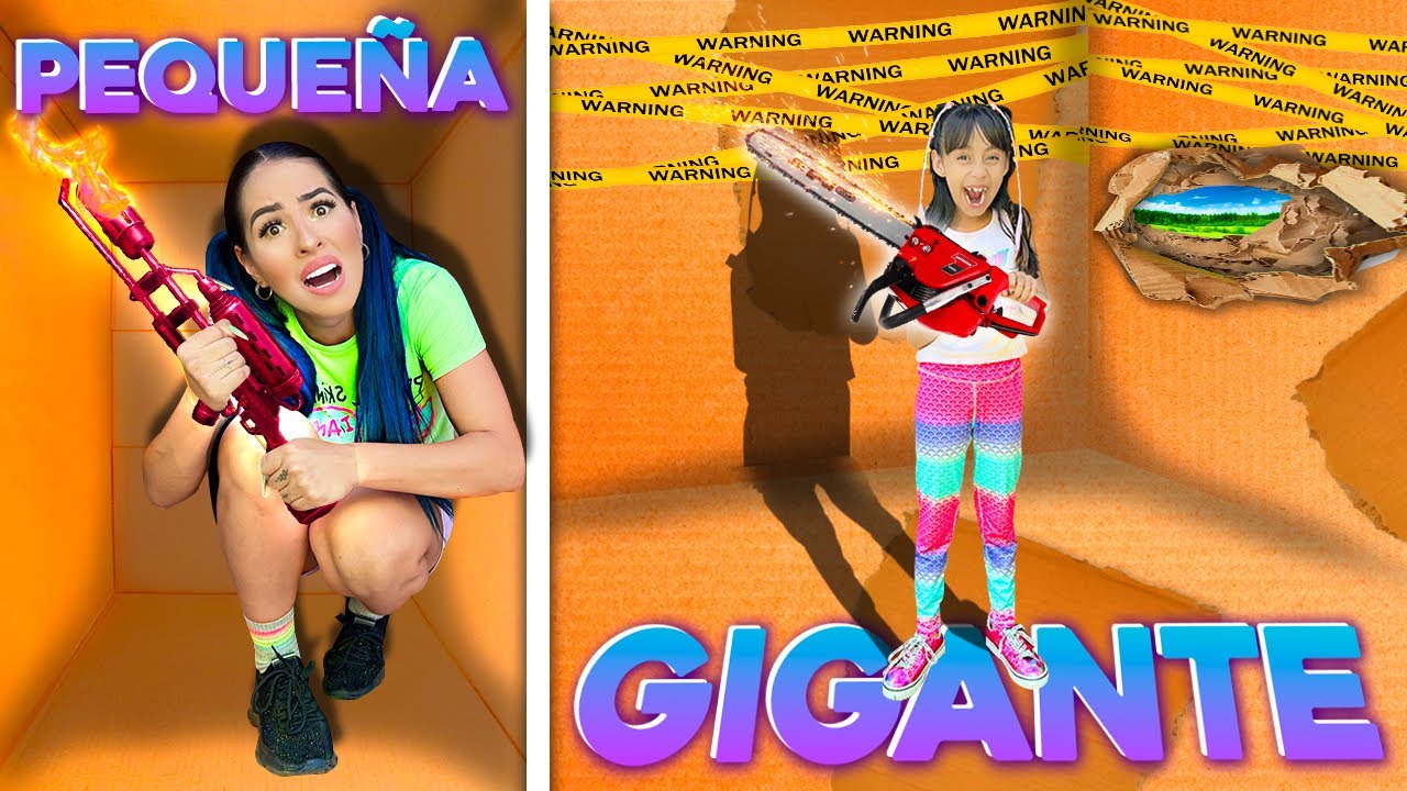 ESCAPANDO DE 100 CAPAS DE CARTÓN CAJA PEQUEÑA VS GIGANTE 😰🪚| Karla Bustillos